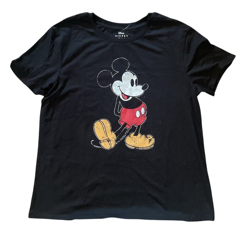 Disney Mickey Mouse Graphic T-Shirt Black L Retro Cartoon Tee NWT